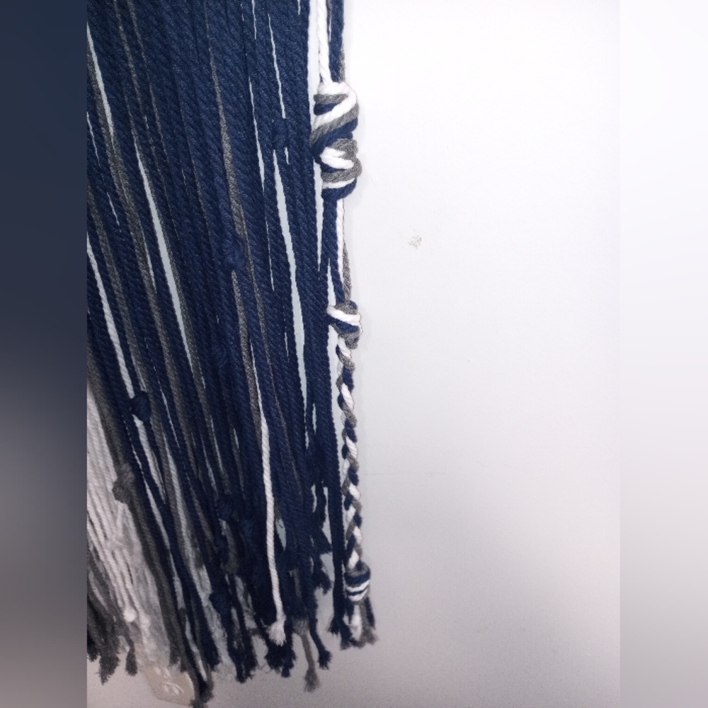 💙🩶🤍 Handmade Birch Wood Macrame Wall Hanging deco home decoration - Picture 5 of 9